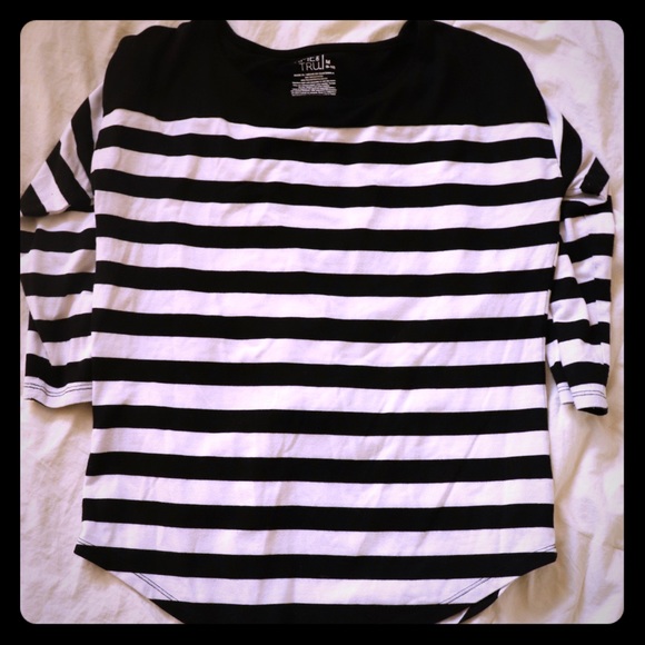 Time and Tru Tops - 3/$20 Time and Tru Black and White 3/4 Sleeve Top